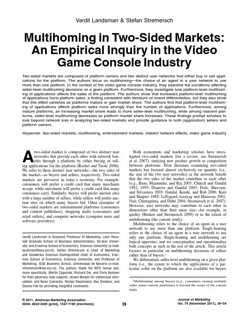 Multihoming in Two-Sided Markets  An Empirical Inquiry in the Video Game Console Industry