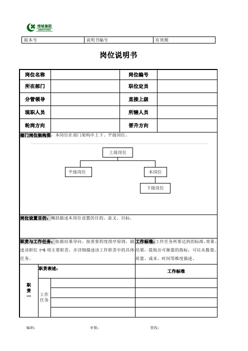 绿城岗位说明书模板