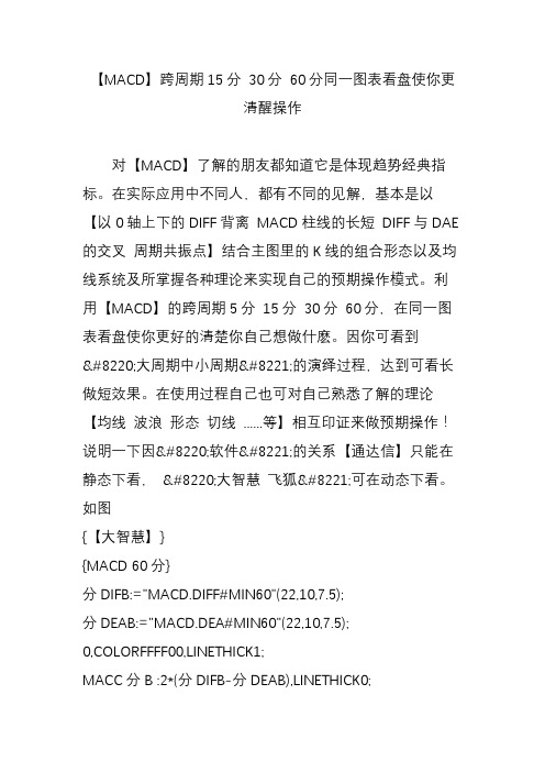 【MACD】跨周期15分 30分 60分同一图表看盘使你更清醒操作