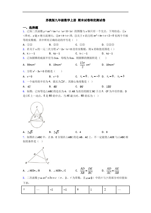 苏教版九年级数学上册 期末试卷培优测试卷