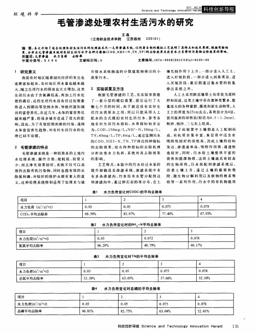 毛管渗滤处理农村生活污水的研究