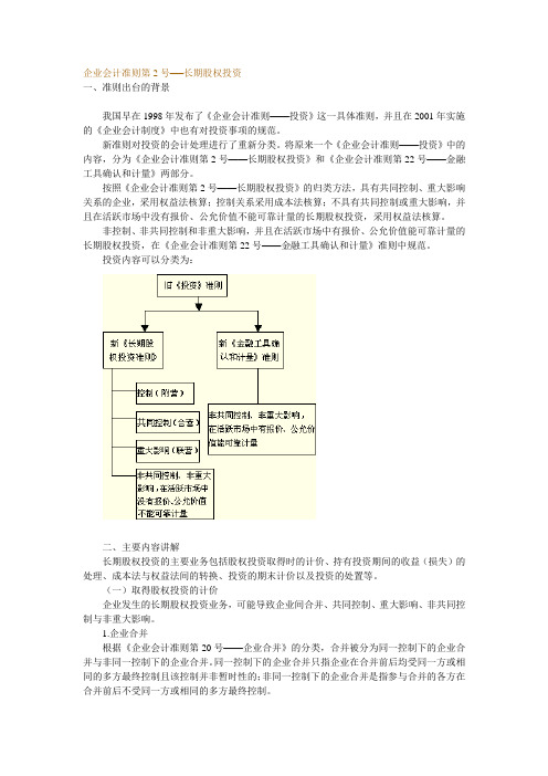 企业会计准则第2号-长期股权投资解析