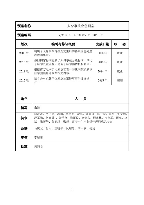 供电局(公司)人身事故应急预案资料