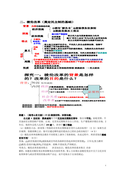 选修一第1课 走向民主政治[教案4]【岳麓版】