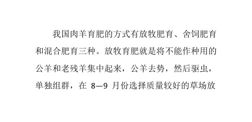 肉羊育肥的方式、特点