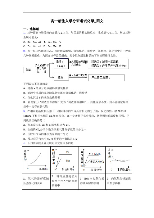 高一新生入学分班考试化学_图文