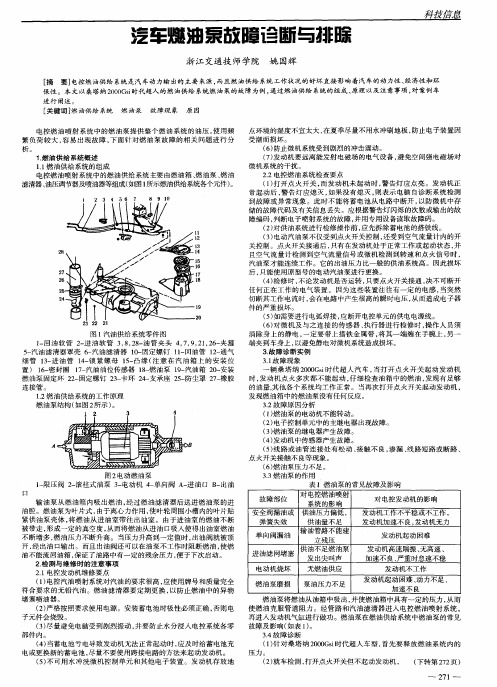 汽车燃油泵故障诊断与排除