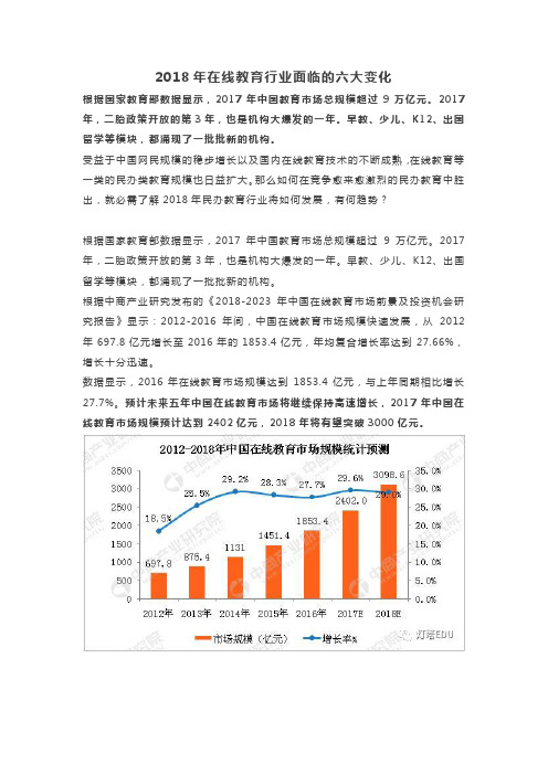 2018年在线教育行业面临的六大变化