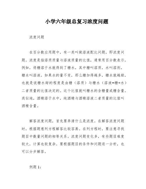 小学六年级总复习浓度问题