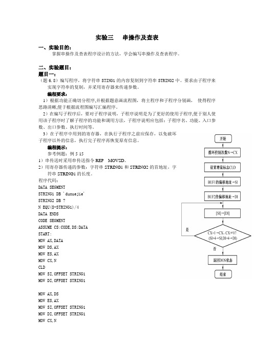 实验三  查表及串操作(信计)