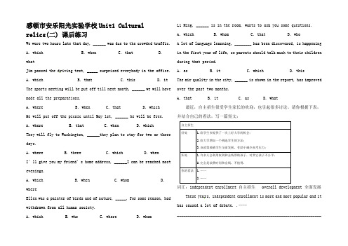 高中英语 Unit1 Cultural relics课后练习2