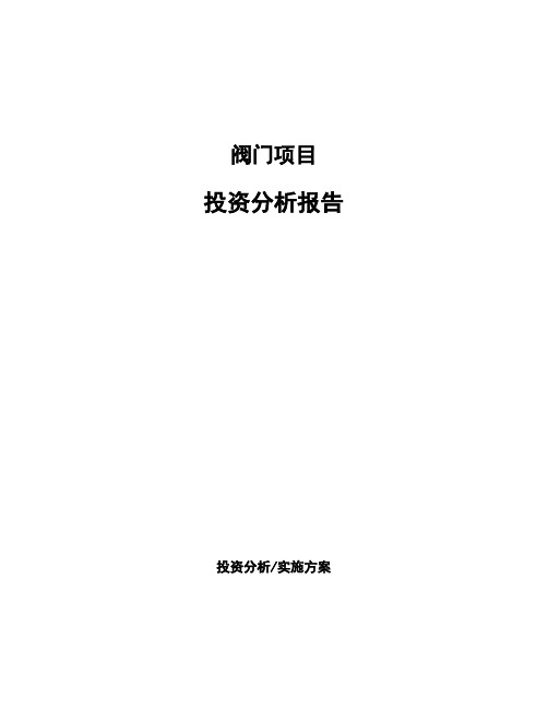 阀门项目投资分析报告