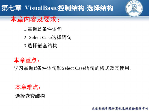 第七章  VisualBasic控制结构-选择结构