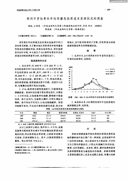 郑州市男性青壮年性传播急性尿道炎发病状况的调查