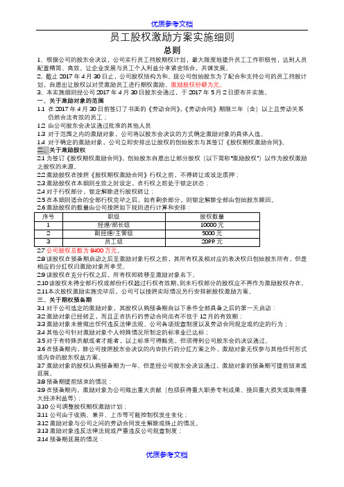 【参考借鉴】2017员工股权激励方案细则.doc