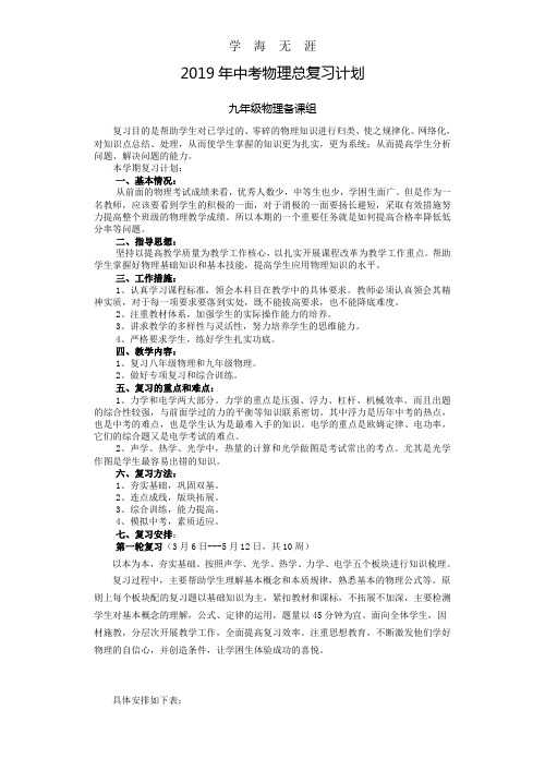 中考物理总复习计划(2020年整理).doc