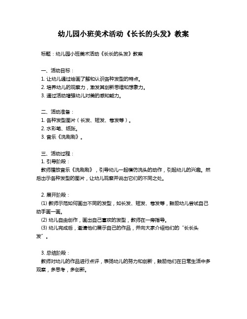 幼儿园小班美术活动《长长的头发》教案