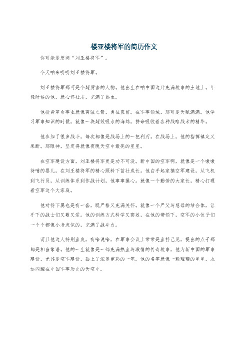 楼亚楼将军的简历作文