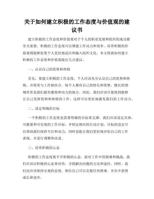 关于如何建立积极的工作态度与价值观的建议书