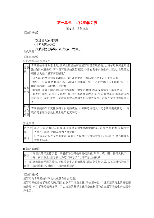 人教部编版2019学年九年级历史上册全一册知识点总结