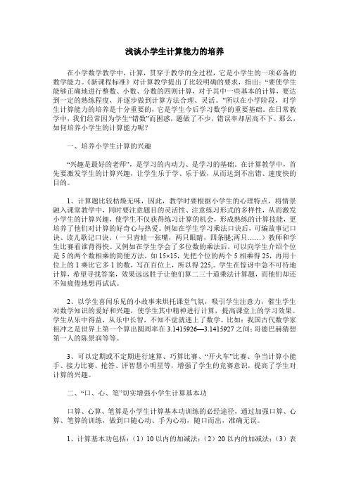 浅谈小学生计算能力的培养