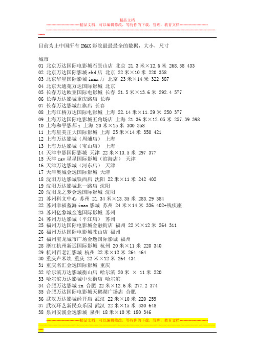 目前为止中国所有imax影院最最最全的数据