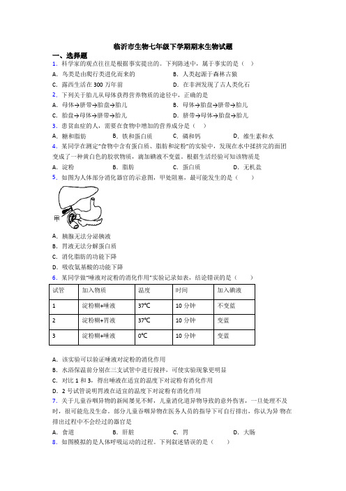 临沂市生物七年级下学期期末生物试题