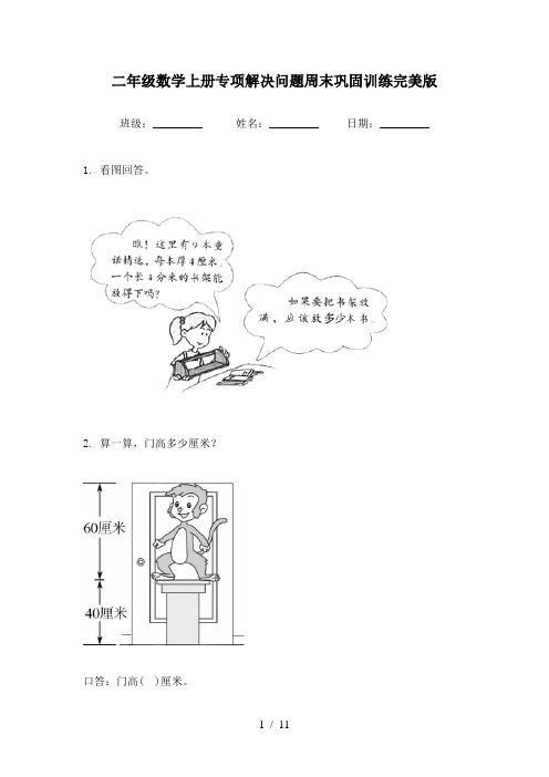 二年级数学上册专项解决问题周末巩固训练完美版