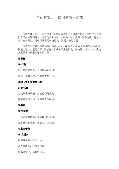 诗词鉴赏:古诗词里的玉簪花