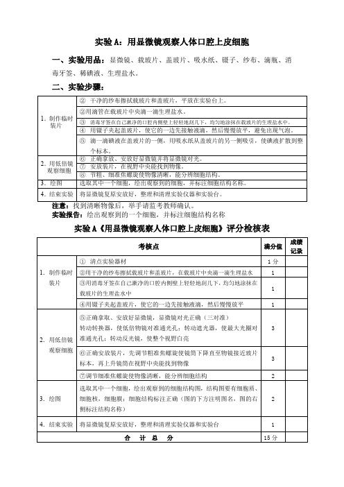 2018年六安市中考生物实验操作试题y及实验报告