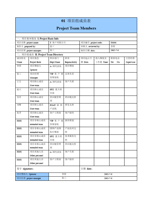 华为项目管理10大模板