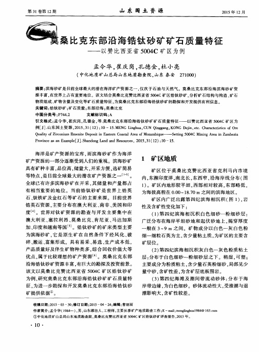 莫桑比克东部沿海锆钛砂矿矿石质量特征——以赞比西亚省5004C矿区为例