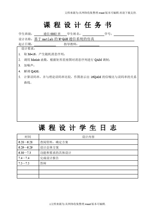 基于matlab的M-QAM通信系统仿真