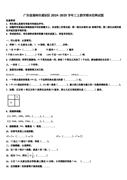 广东省潮州市潮安区2024-2025学年三上数学期末经典试题含解析