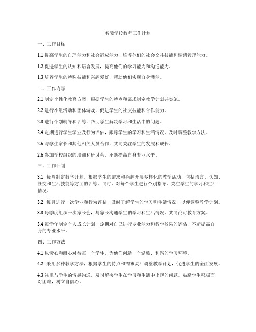 智障学校教师工作计划