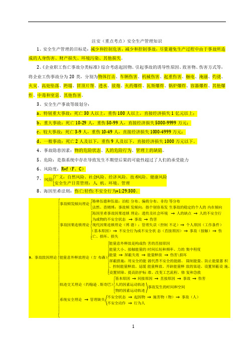 最新2017年注册安全工程师考试安全生产管理知识重点考点大全