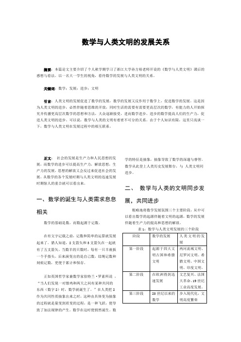 数学与人类文明的发展关系