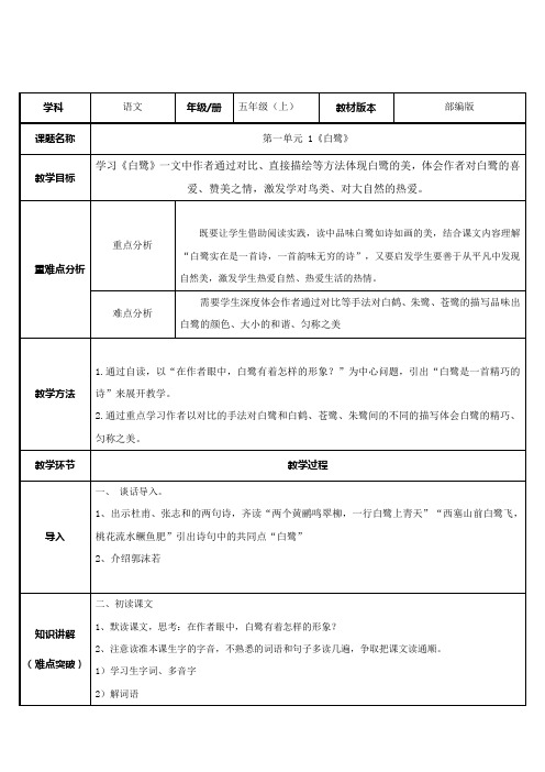 《白鹭》优质教案(反思)5