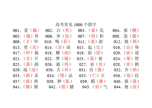 1000个字形