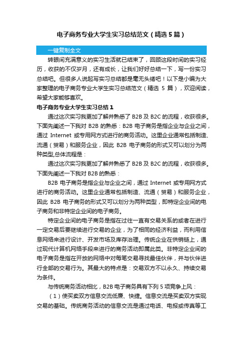 电子商务专业大学生实习总结范文（精选5篇）