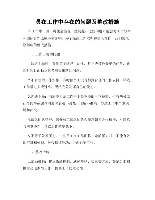 员在工作中存在的问题及整改措施