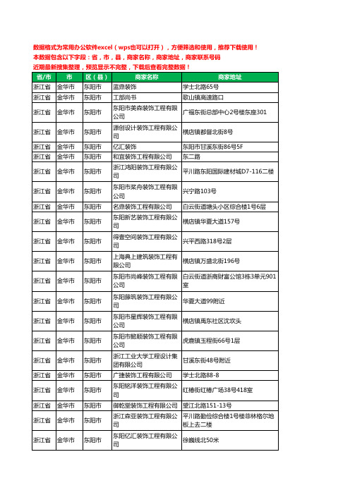 2020新版浙江省金华市东阳市建筑装潢有限公司工商企业公司商家名录名单黄页联系电话号码地址大全65家