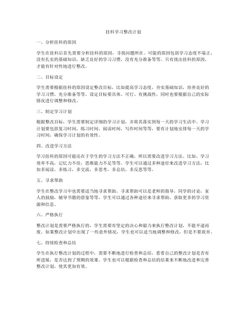 挂科学习整改计划