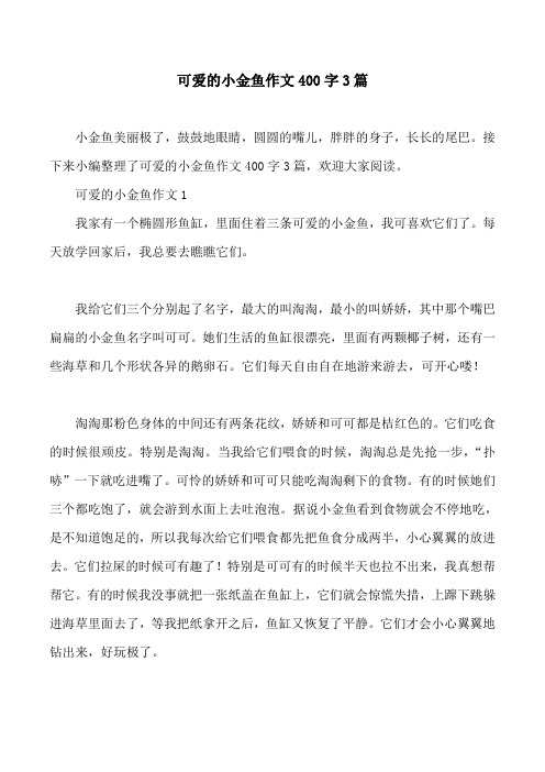 可爱的小金鱼作文400字3篇