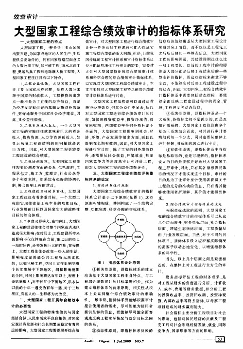 大型国家工程综合绩效审计的指标体系研究