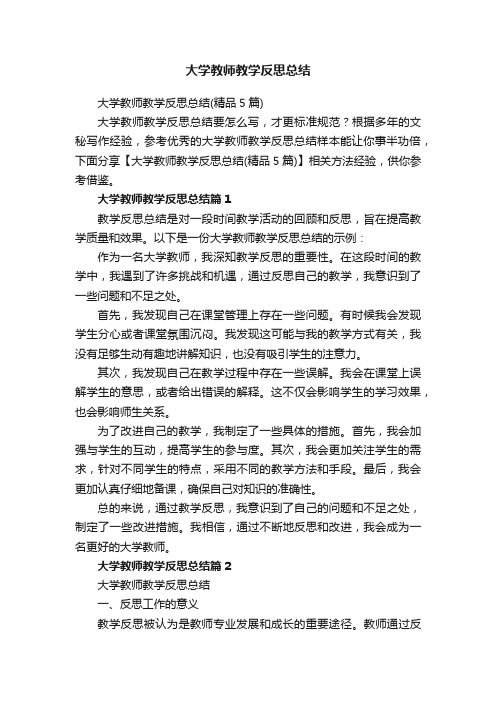 大学教师教学反思总结