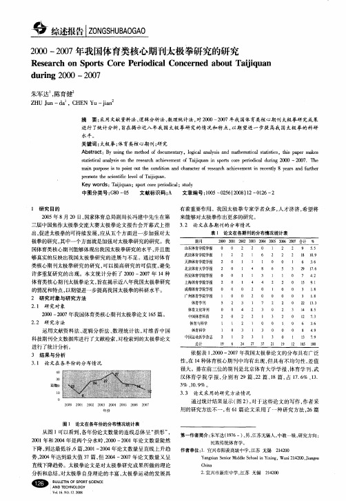 2000—2007年我国体育类核心期刊太极拳研究的研究