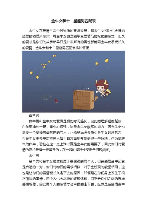 金牛女和十二星座男匹配表