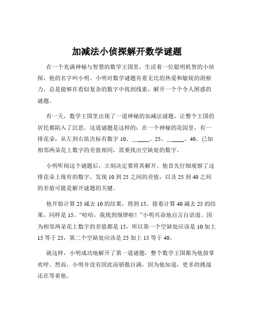 加减法小侦探解开数学谜题