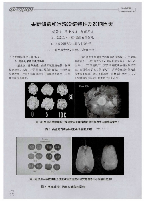 果蔬储藏和运输冷链特性及影响因素